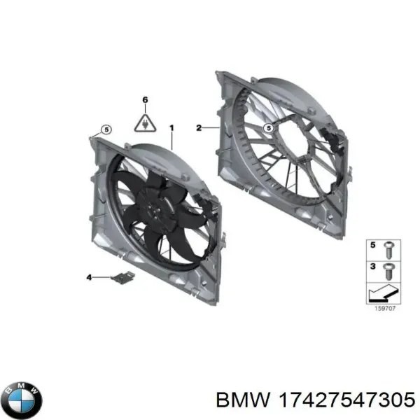 Difusor do radiador de esfriamento, montado com motor e roda de aletas 17427547305 BMW