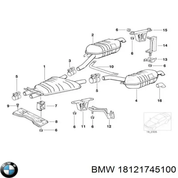 Silenciador, parte traseira BMW 7 E38