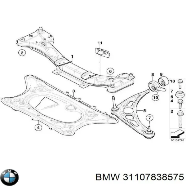 Bloco silencioso dianteiro do braço oscilante inferior 31107838575 BMW