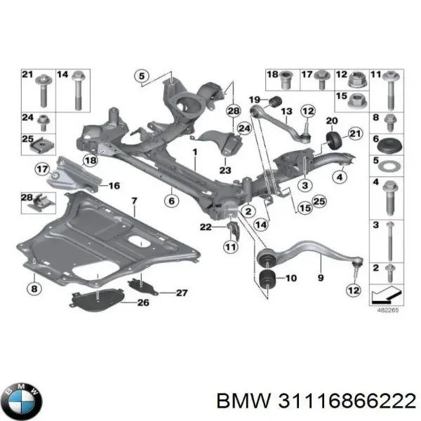 Viga de suspensão dianteira (plataforma veicular) BMW 2 Gran Tourer carrinha (F46) (2014 - 2025) preço, a partir de