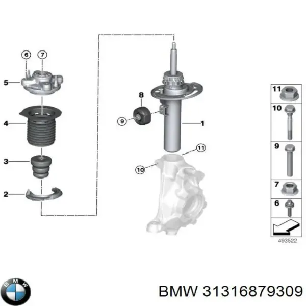 Amortecedor dianteiro esquerdo 350507 Sachs