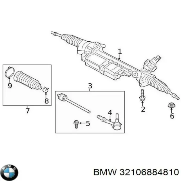 Tração de direção montada direita 32105A478D7 BMW