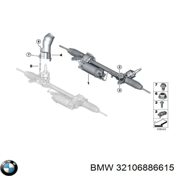 Cremalheira da direção 6886604 BMW
