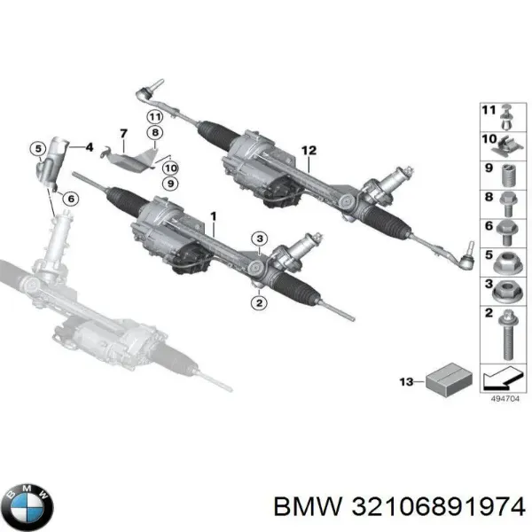 Compre Kit de reparação da cremalheira da direção (do mecanismo), (kit de vedantes) BMW X1  F48
