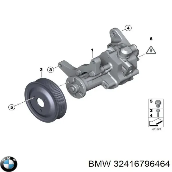 Bomba da Direção hidrâulica assistida 32416796464 BMW