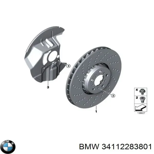 Disco do freio traseiro 34112283801 BMW