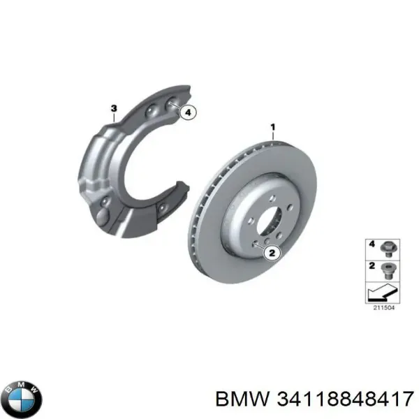 Disco do freio dianteiro 34118848417 BMW