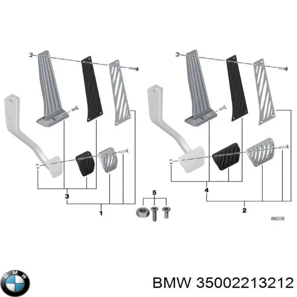 35002213212 BMW Placas sobrepostas dos pedais, kit