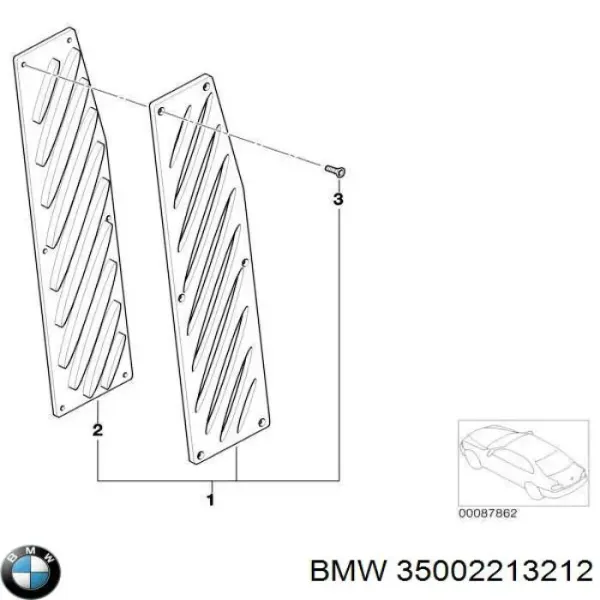 Placas sobrepostas dos pedais, kit 35002213212 BMW