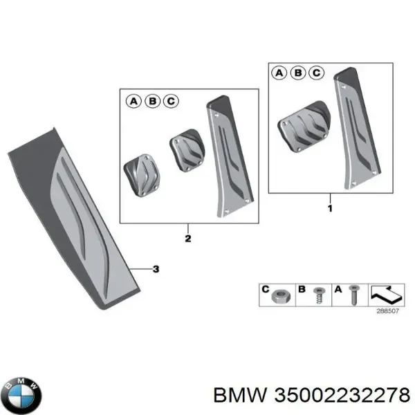 Compre 35002232278 BMW Placas sobrepostas dos pedais, kit