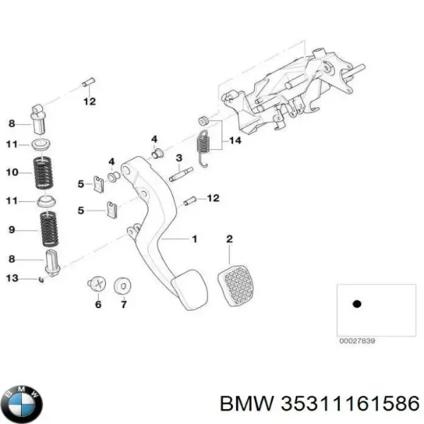 Pedal de embraiagem 1161586 BMW