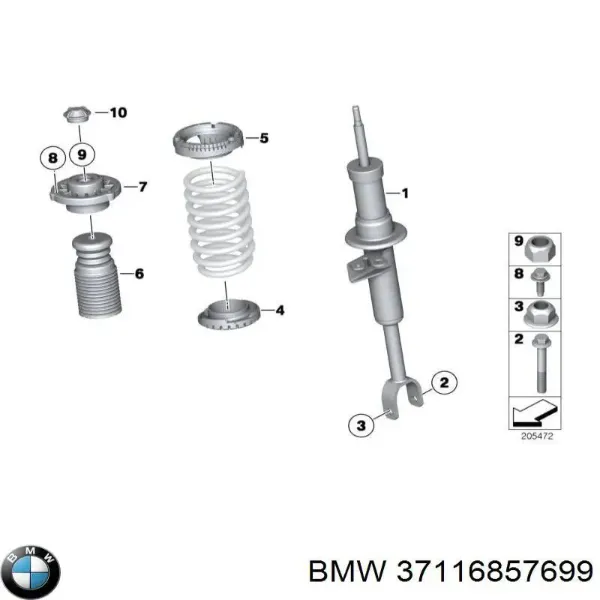 Amortecedor dianteiro esquerdo 37116857699 BMW