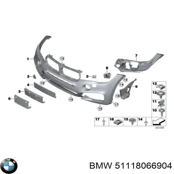 Pára-choque dianteiro 51118066904 BMW