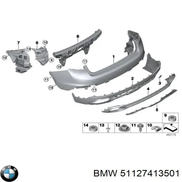 Pára-choque traseiro, parte inferior 51127413501 BMW