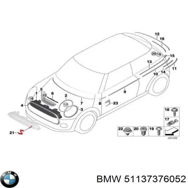 Conduto de ar (defletor) do radiador 51137376052 BMW