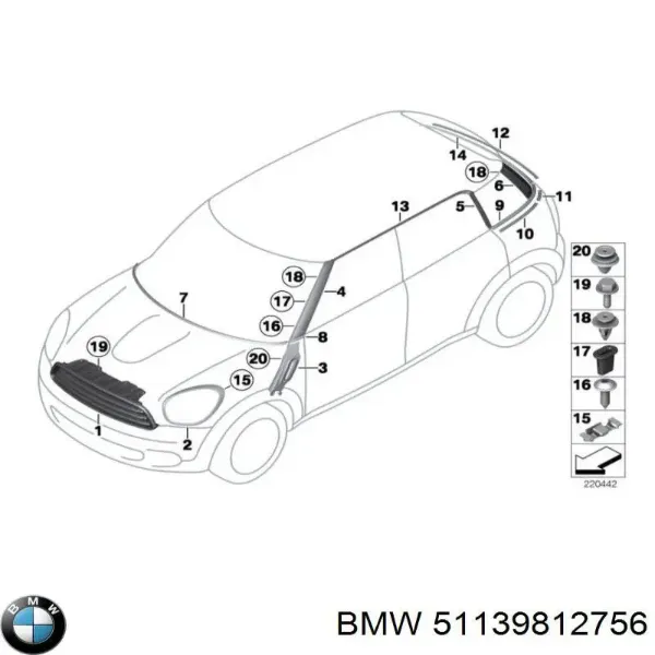 Grelha do radiador Mini COUNTRYMAN R60