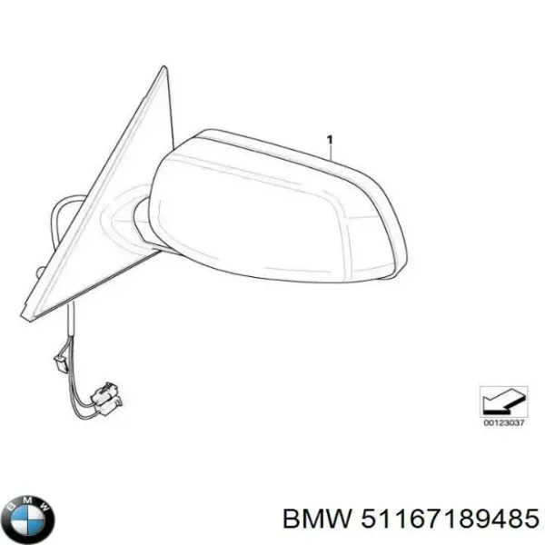 Espelho de retrovisão direito 51167189485 BMW