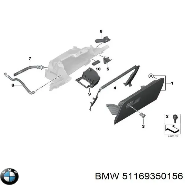 Amortecedor de tampa porta-luvas 9350156 BMW