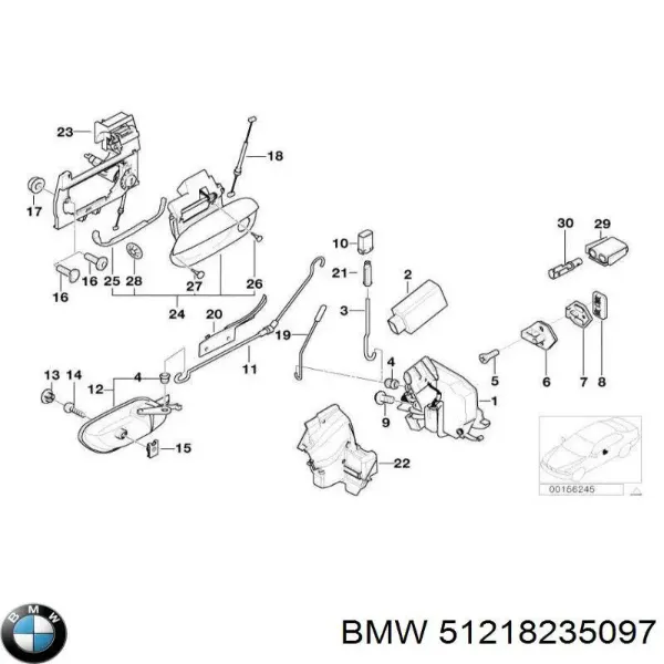 Fecho da porta dianteira esquerda para BMW 5  E39