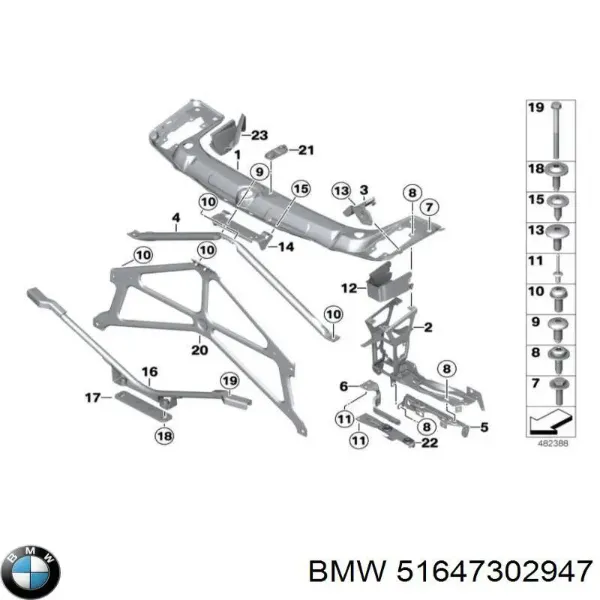 Consola inferior do radiador 51647302947 BMW