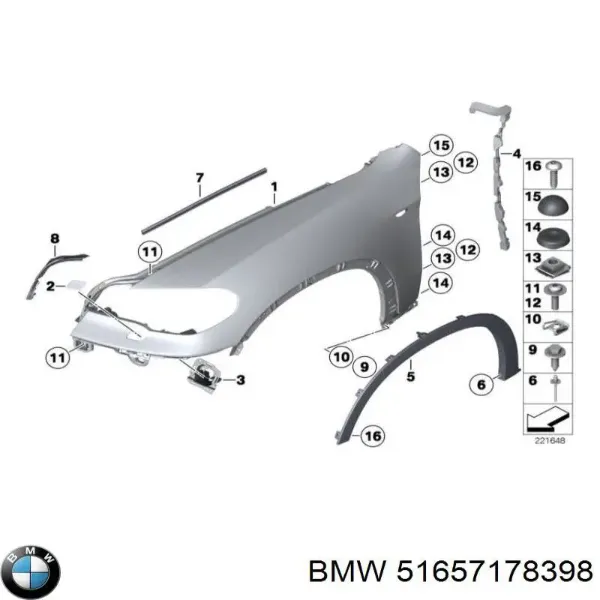 Pára-lama dianteiro direito 51657178398 BMW