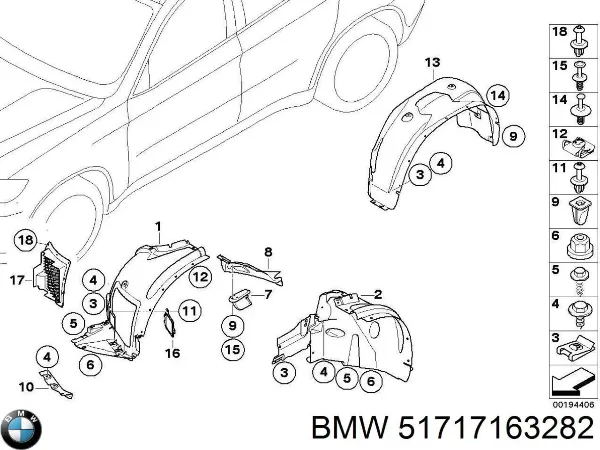 Guarda-barras direito do pára-lama dianteiro BMW X5 E70