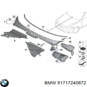 Dreno de pára-brisas, bofes 51717240672 BMW)
