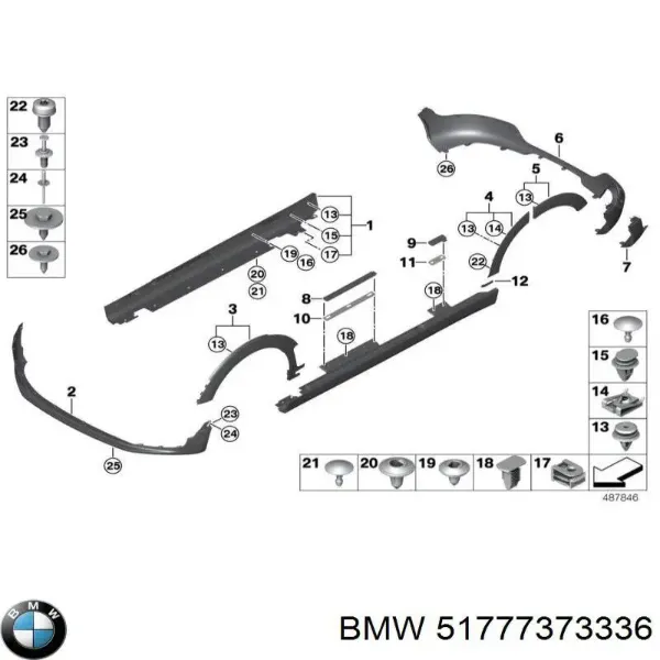 Expansor (placa sobreposta) de arco do pára-lama dianteiro direito 51777373336 BMW