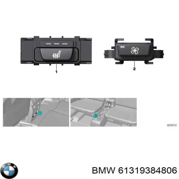Botão de ativação de aquecimento do assento 9163293 BMW