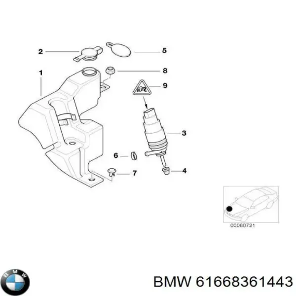 Tanque de fluido para lavador de vidro para BMW 5  E39
