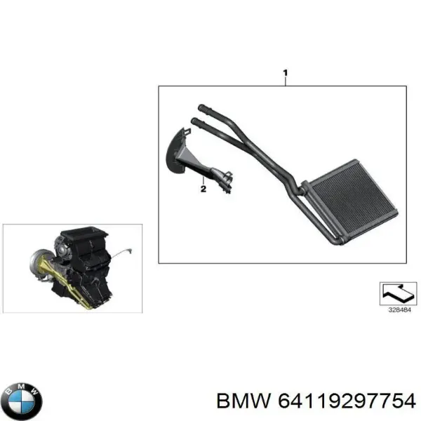 Radiador de forno (de aquecedor) 64119297754 BMW