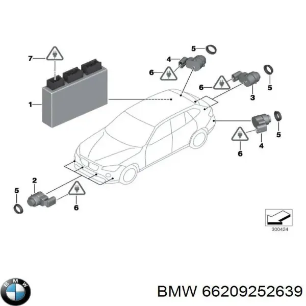 Módulo de direção (Centralina eletrônica) de sensor de estacionamento 6974021 BMW