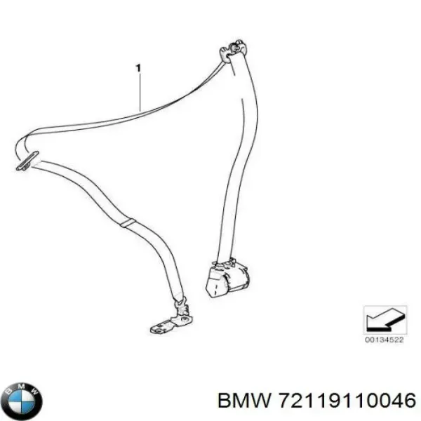 Correia de segurança dianteira direita 72119110046 BMW