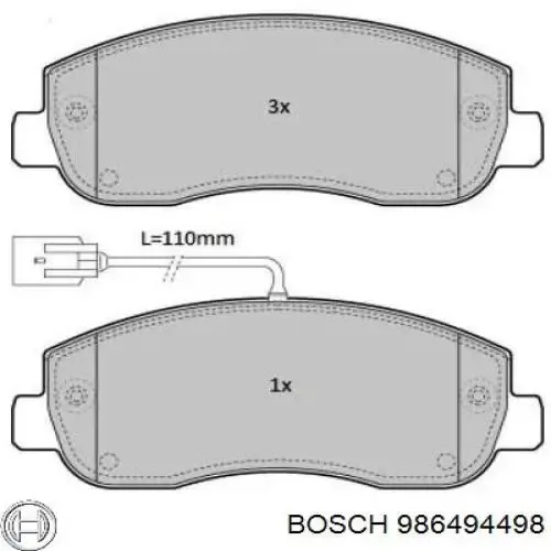 986494498 Bosch Sapatas do freio dianteiras de disco