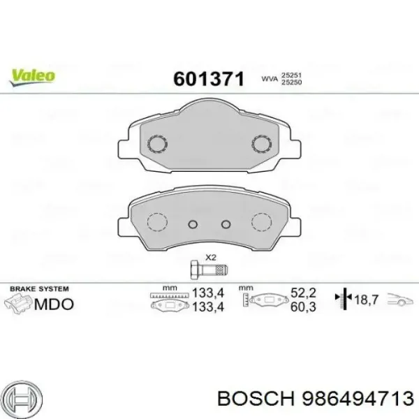 Sapatas do freio dianteiras de disco 986494713 Bosch