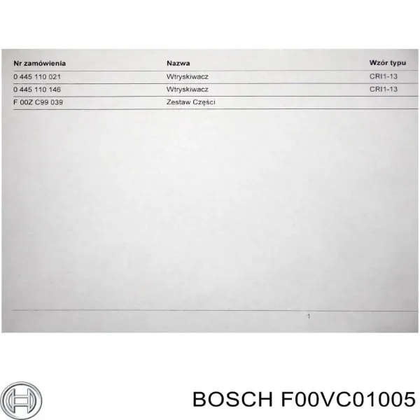 F00VC01005 Bosch Válvula do injetor