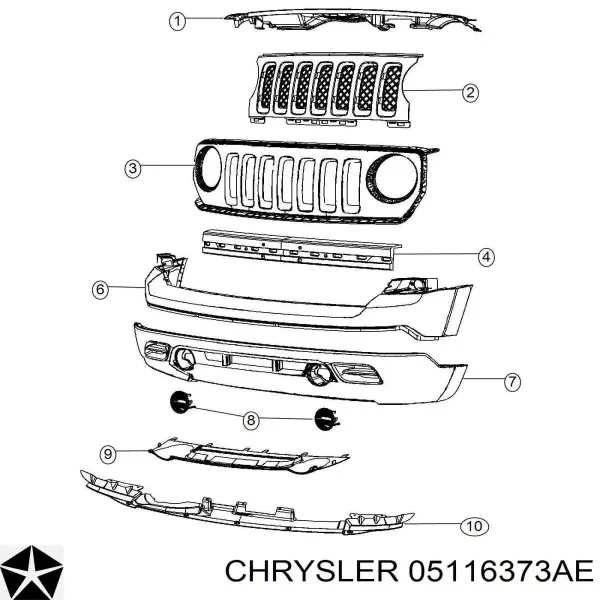 Reforçador do pára-choque dianteiro 05116373AE Chrysler