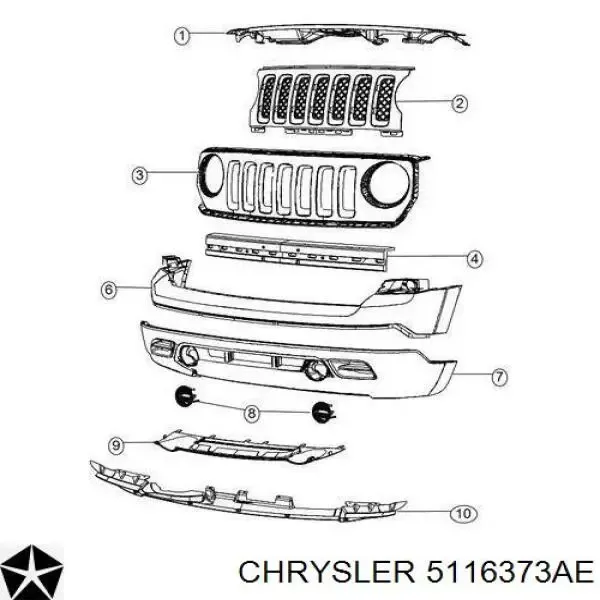 Reforçador do pára-choque dianteiro 5116373AE Chrysler