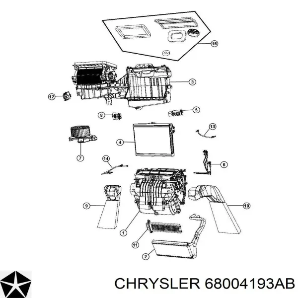 Radiador de forno (de aquecedor) 68004193AB Chrysler