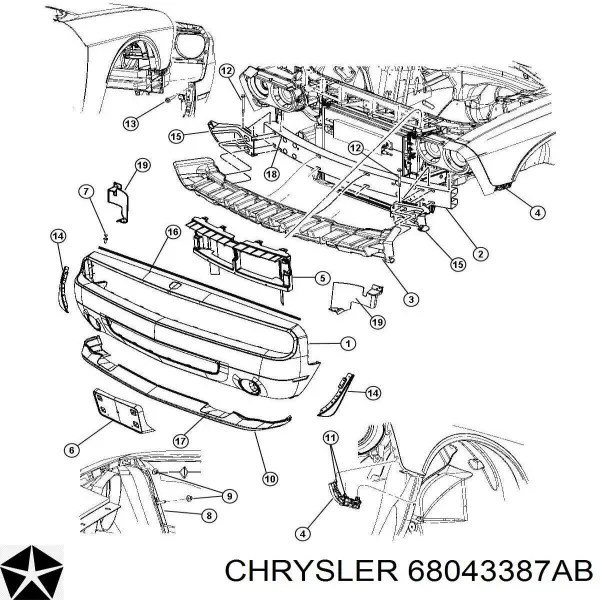 Pára-choque dianteiro 68043387AB Chrysler
