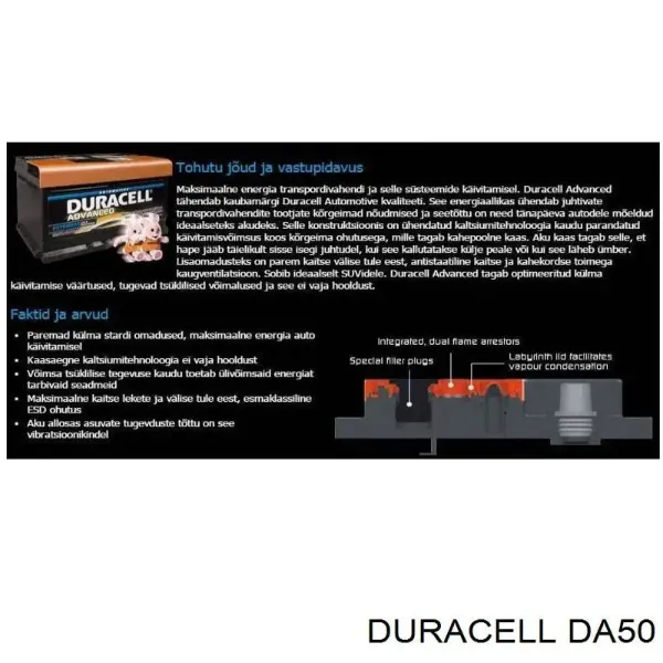 Bateria recarregável (PILHA) DA50 Duracell