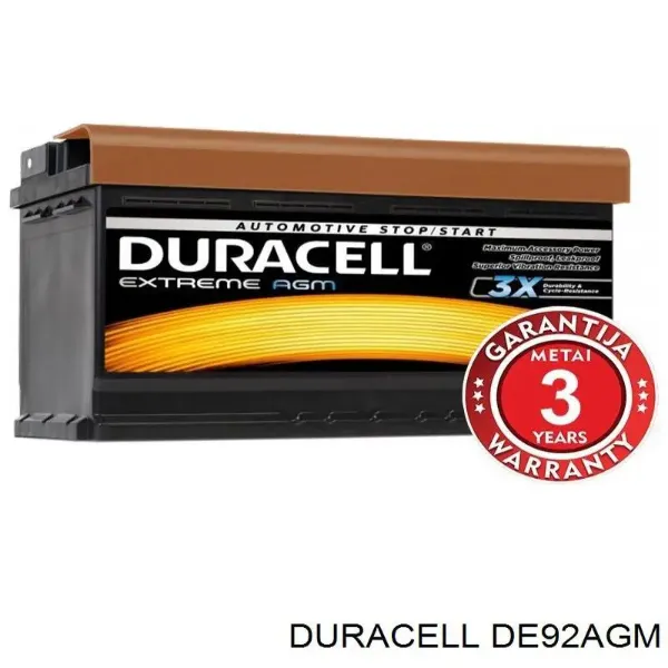 Bateria recarregável (PILHA) DE92AGM Duracell
