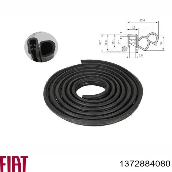 Compactador da porta dianteira direita (na porta) 1372884080 Fiat/Alfa/Lancia