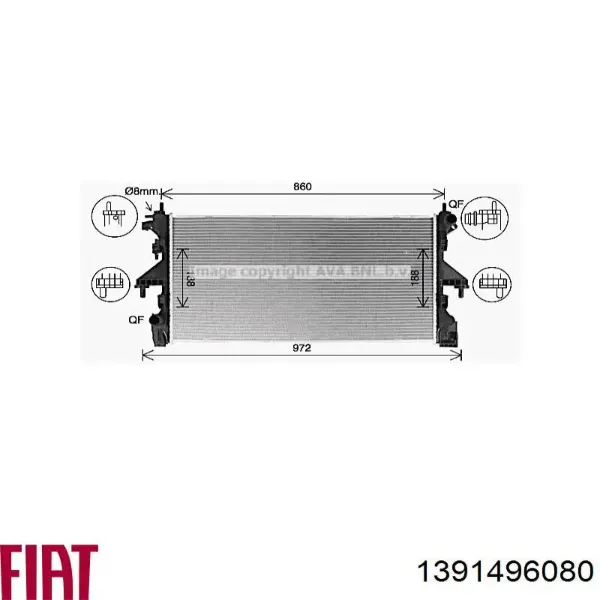 Radiador de esfriamento de motor 1391496080 Fiat/Alfa/Lancia