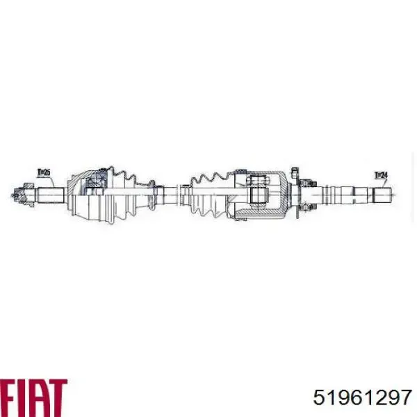 Semieixo (acionador) dianteiro esquerdo 51961297 Fiat/Alfa/Lancia