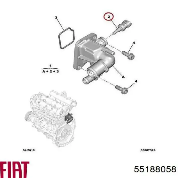 Sensor de temperatura do fluido de esfriamento 55188058 Fiat/Alfa/Lancia