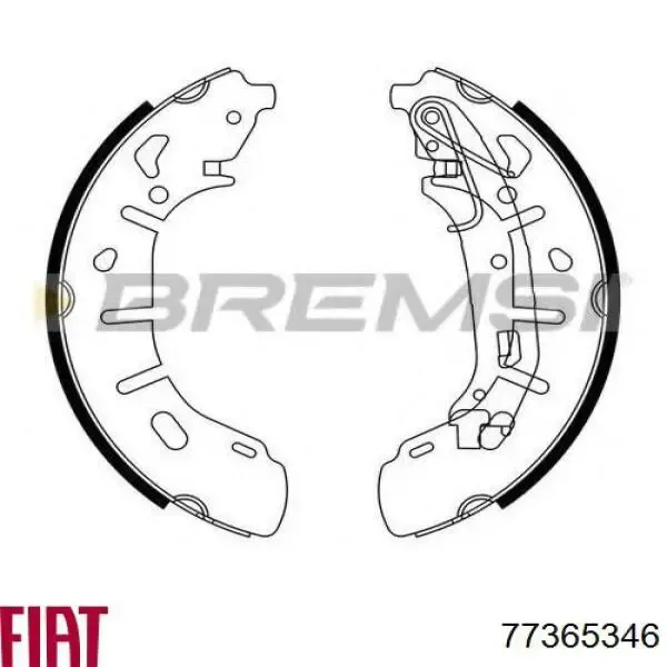 Sapatas do freio traseiras de tambor 77365346 Fiat/Alfa/Lancia