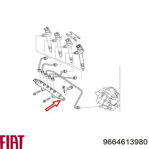 Regulador de pressão de combustível na régua de injectores 9664613980 Fiat/Alfa/Lancia