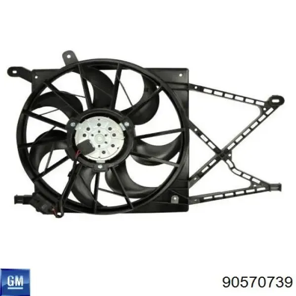 Ventilador elétrico de esfriamento montado (motor + roda de aletas) 90570739 General Motors