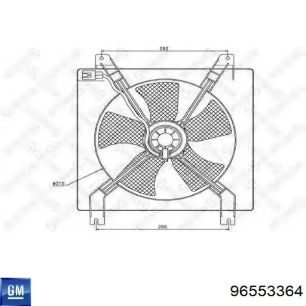Difusor do radiador de esfriamento, montado com motor e roda de aletas 96553364 General Motors